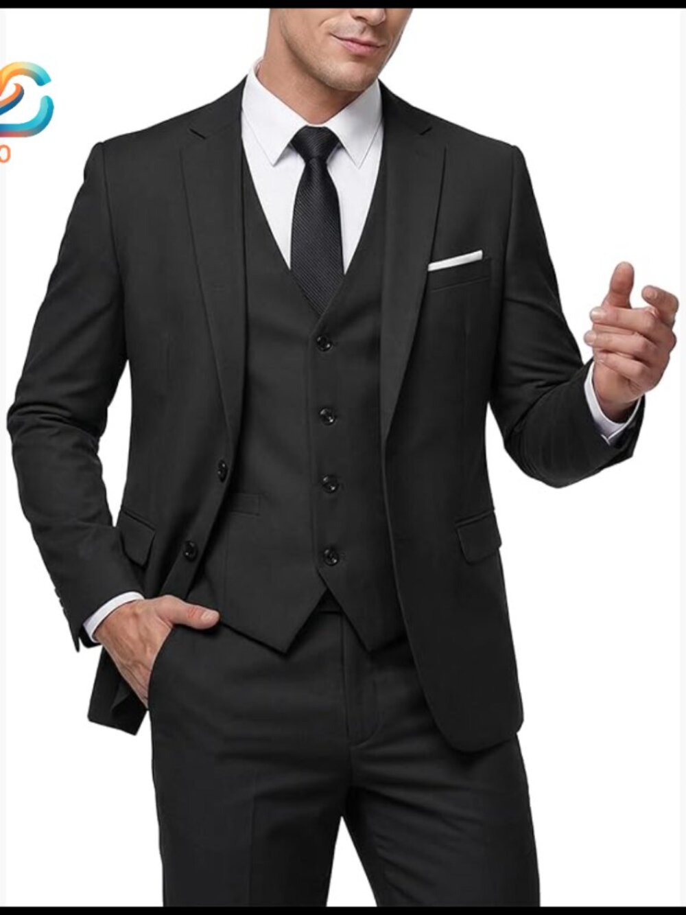 3-Piece Slim Fit Suit Set With Tie, Blazer Vest Pants, Business Wedding Prom
